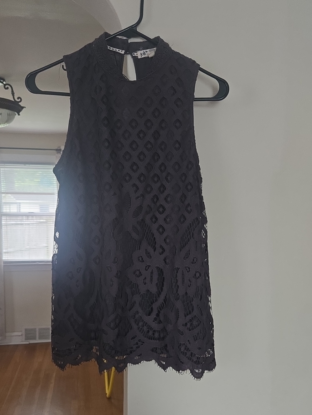 Jolt Dark GREY Sleeveless Lace Tank Top